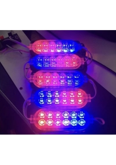 12 Volt 12 Ledli 2.4 Watt Animasyonlu Modül Kırmızı-Mavi Çakar