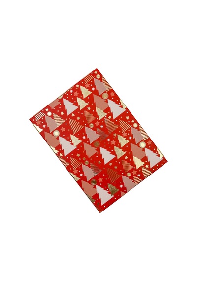 Yılbaşı Hediye Kutusu 27x19x7 Cm Kırmızı Noel Temalı Kapaklı Hediye Kutusu / Dayanıklı Karton, Altın Deta