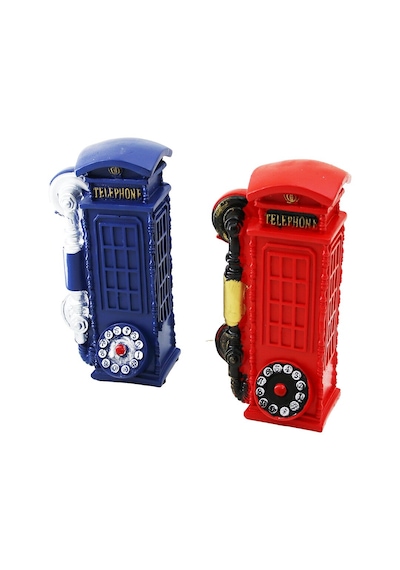 Lunaev Telefon Kulübesi Vintage Dekoratif Biblo - Kumbara Renkli 20x6x6cm Reçine