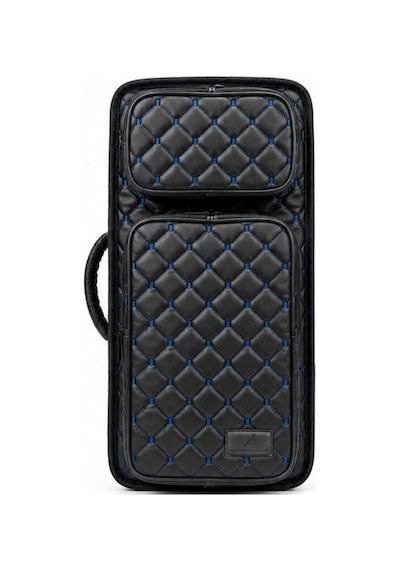 Profesyonel Gigbag Korumalı 3'lü Kemençe Kılıfı Siyah Mavi Kapitoneli Deri Su Geçirmez