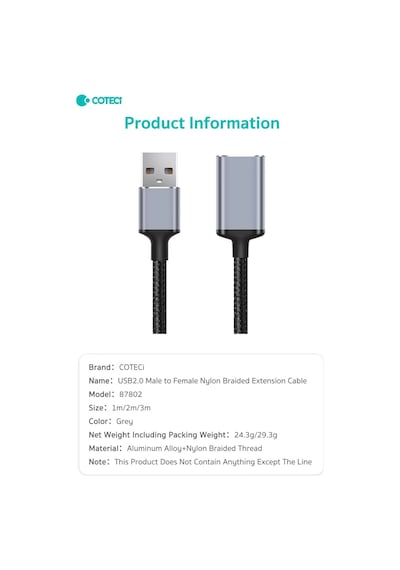 Usb Uzatma Kablosu Dişi Erkek Usb 2.0 Data Şarj Yazıcı Klavye Mouse Uzatıcı Örgülü 1 Metre