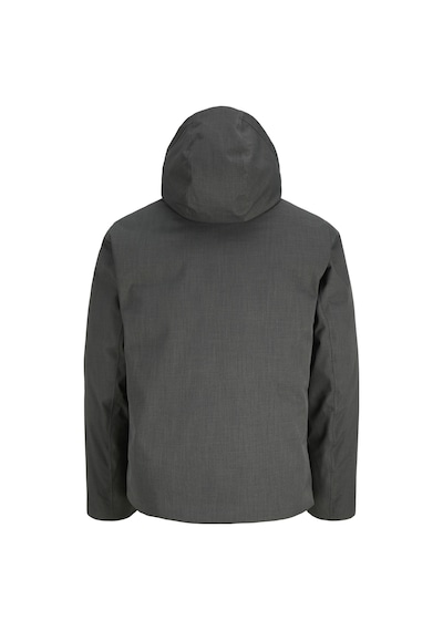 Jack & Jones Erkek Çikartilabilir Kapüsonlu Su Geçirmez Mont - Moon - 12301654 Koyu Gri Melanj