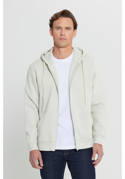 AC&Co / Altınyıldız Classics Erkek Bej Standart Fit Normal Kesim Kapüşonlu Fermuarlı  Sweatshirt Bej