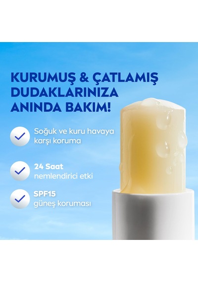 Nıvea Med Repair Dudak Bakım Kremi, 24 Saat Nem,doğal Yağlar İle Çatlamış Dudak Bakım,spf 15 4,8 Ml Sku: Smg8690010393579