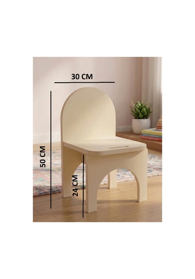 Montessori Mdf Çocuk Sandalyesi, Modern Tasarım, Güvenli Ve Dayanıklı Ahşap Çocuk Sandalyesi Krem