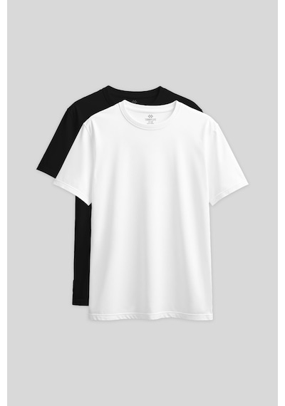 Standart Fit Basic O Yaka 2li Paket Siyah-beyaz Kadın T-shirt - 97311 Siyah-Beyaz