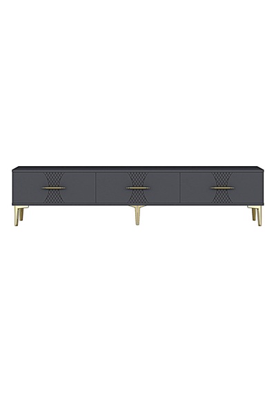 Tsa1832btg Slim Tv Stand, Tv Sehpası Beyaz-traverten-gold 180cm