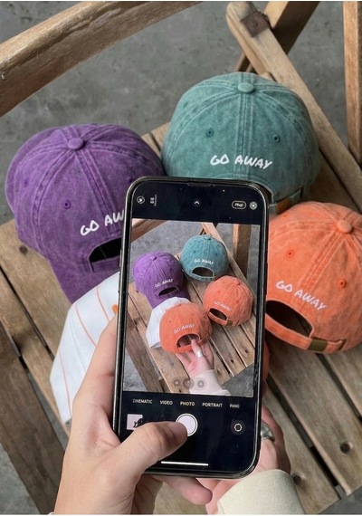 Emybox Krem Unisex Arkası Baskılı Yıkamalı Pamuk Şapka -arkası Yazılı Ayarlanabilir Eskitme Vintage Kep Bej