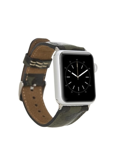 Bouletta Apple Watch Uyumlu Deri Kordon 42-44-45Mm Kamuflaj Yeşil