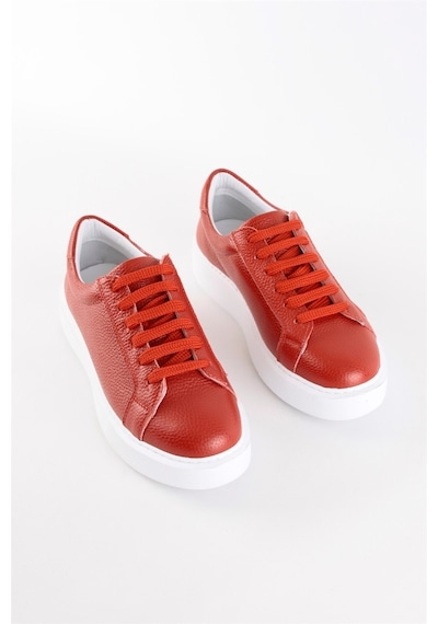 Julia Kırmızı Hakiki Deri Kadın Sneaker-Kırmızı