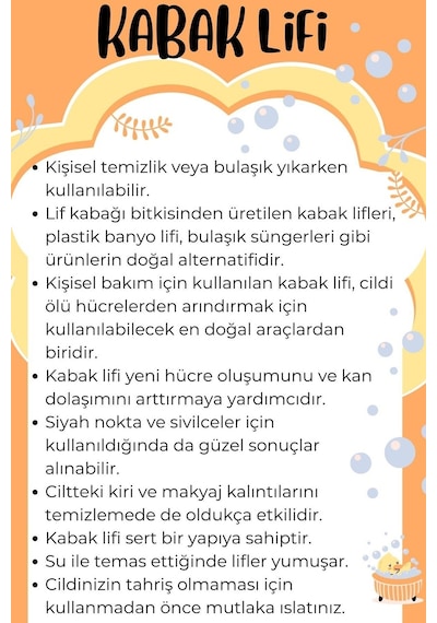 Doğal Kabak Lifi Kişisel Ve Bulaşık Temizlik İçin