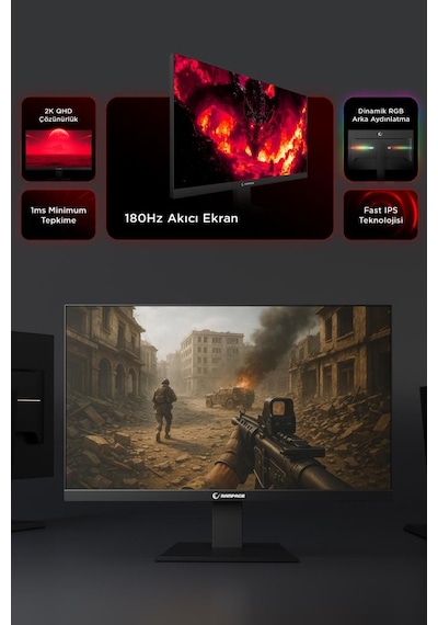 Rampage Miracle MC27RQ180 27'' 1 Ms 2K Pivot Ips 180 Hz Oyuncu Monitörü (Outlet)