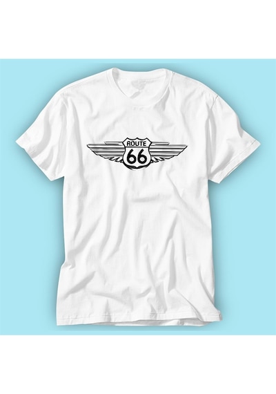 Route66 Beyaz Baskılı Tshirt Modeli