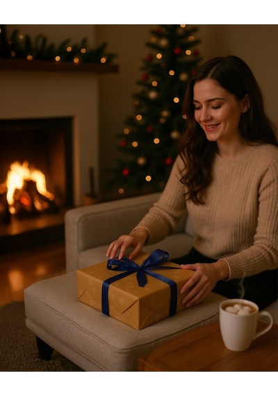 Kraft Hediye Paketleme Kağıdı, Kar Tanesi Desenli Ambalaj & Paket Kağıdı, 70x100 Cm - 10'lu Paket