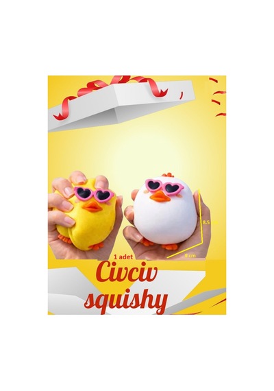 Civciv Sukuşi Skuşi Squishy Sevimli Hayvan Ördek Esnek 1 Adet Stres Oyuncakları Uzayan Gözlüklü Squıshy Sarı Beyaz 8.5cm