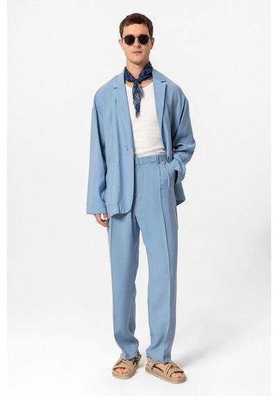 Antioch Oversize Astarsız Erkek Blazer Ceket Mavi