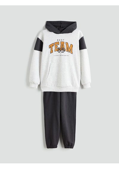 LC Waikiki Lcw Kids Gri Kapüşonlu Erkek Çocuk Eşofman Takım Lıght Grey Melan
