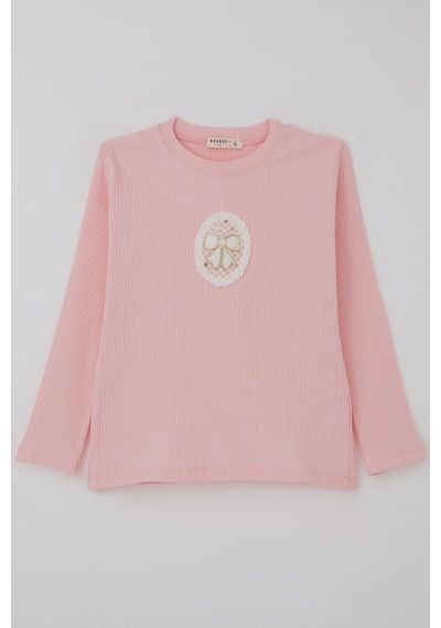Breeze Kız Çocuk Uzun Kollu Tişört Vintage Dantel Fiyonk Aplikeli 5-10 Yaş, Pembe Pembe Breeze Kız Çocuk Uzun Kollu Tişört Vintage Dantel Fiyonk Aplikeli 5-10 Yaş, Pembe Pembe