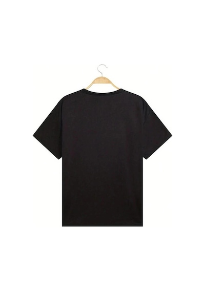 Startmore Unisex Paris Çizgi Baskılı Oversize %100 Pamuk Siyah