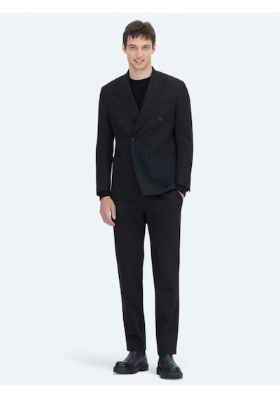 Kip Siyah Çizgili Comfort Fit Ceket Siyah