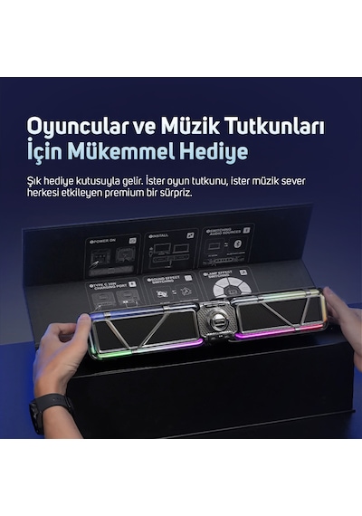 Divoom D-base 30w Masaüstü Bluetooth Gaming Hoparlör, Rgb Işıklı, Çift Portlu 35w Hızlı Şarj, Usb/au