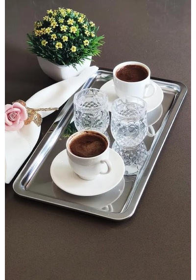 Lüx Çelik Dikdörtgen Servis Sunum Tepsisi 30x15 Cm Çok Renkli