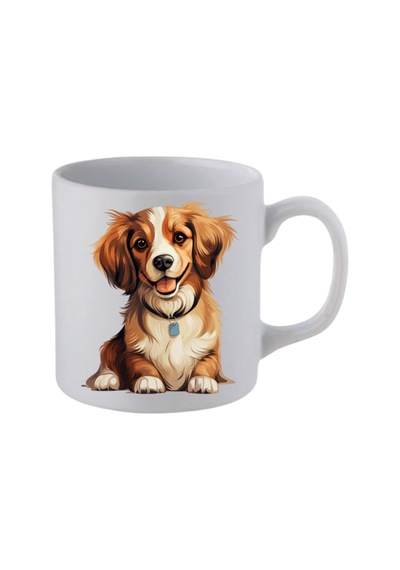 Sevimli Köpek Baskılı Beyaz Kupa Bardak - Seramik Çay, Kahve Hediyelik Bardağı