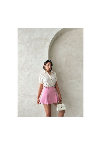 Verymoda Kemer Detaylı Şort Etek D2641 Pembe
