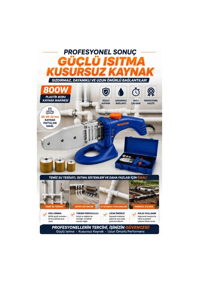 800w Plastik Boru Kaynak Makinesi 20-25-32 Mm Paftalı Çantalı Pprc Boru Kaynak Seti