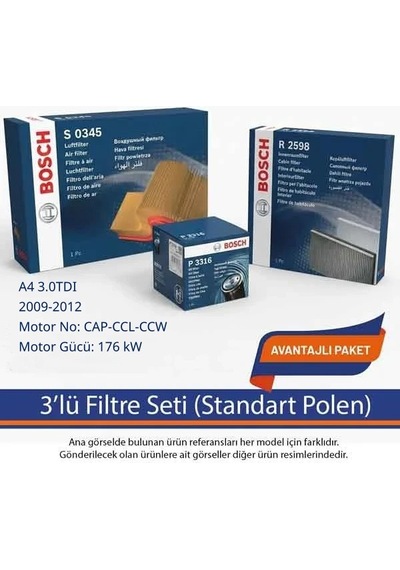 Netpar Audi A4 3.0tdı 2009-2012 Bosch 3'lü Filtre Seti