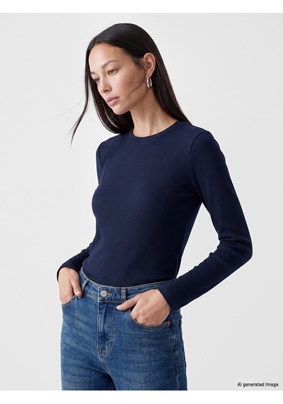 Lcw Everyday Lacivert Bisiklet Yaka Kadın Fitilli Body