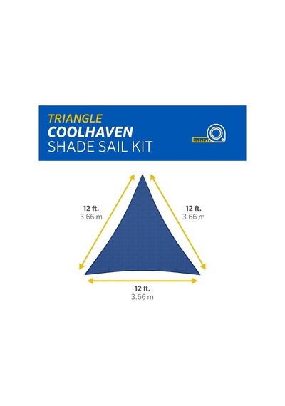 473921 Coolhaven Gölgelik Yelken Donanım Kitli, 12' Üçgen, Safir Çok Renkli