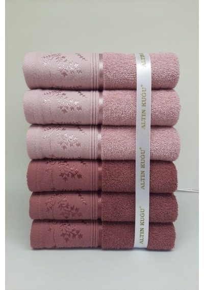 Ditsy Havlu 6 Adet - Pembe Mürdüm