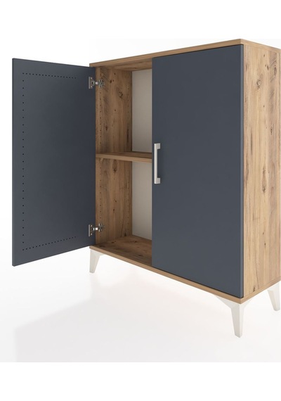 Arges Şifonyer Tek Raflı 2 Kapaklı 88x30x106 Çam-antrasit Atlas Çam