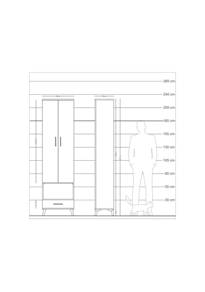 Arges Dolap 4 Raflı Tek Çekmeceli Tek Askılı 60x30x221 Antrasit-aytaşı Antrasit