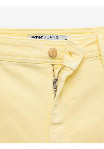 Koton Cep Detaylı Düğmeli Pamuklu Crop Geniş Paça Denim Pantolon - Culotte Jean Sarı 5sal40007mw Sarı Koton Cep Detaylı Düğmeli Pamuklu Crop Geniş Paça Denim Pantolon - Culotte Jean Sarı 5sal40007mw Sarı