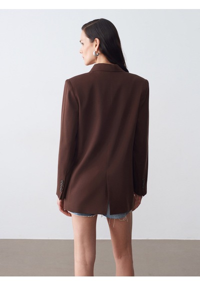 Dilvin 60804 %100 Lyocell Blazer Ceket-kahve