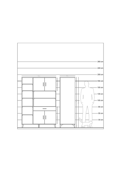 Kronos Dolap 10 Raflı Tek Çekmeceli 4 Kapaklı 132x59x195 Antr... Antrasit