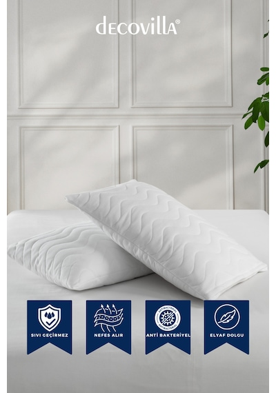 Micro Kapitone Yastık Alezi Sıvı Geçirmez 4 Lü Set Yastık Koruyucu 50x70 Beyaz