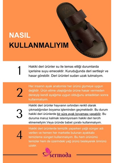 Sermoda Hakiki Deri Erkek Terlik - Yumuşak Kalın Tabanlı Hakiki Cırtlı Deri Erkek Terlik Şırıngıl Kahve Kahverengi
