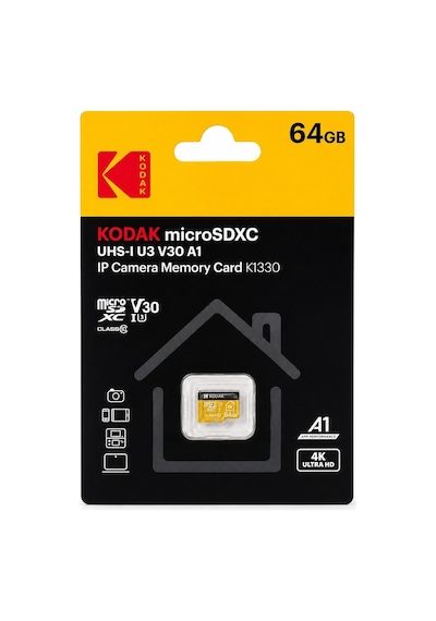 Kodak 64gb Uhs-ı U3/v30/a1 Güvenlik Kamerası İçin Micro Sd Kart Kı330