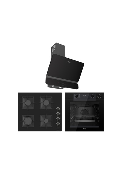 Ferre New Fryart - Steamart SC Serisi Ultra Sessiz Siyah  QEP64CS-SC205-D080-SA Ankastre Set