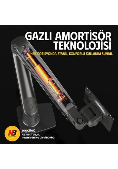 Nb Ergonomic Nb F80 17-32" Amortisörlü 2-9 Kg Monitör Standı Dark Gray