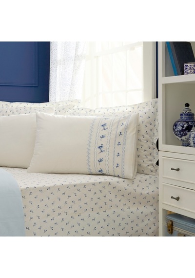 Karaca Home Blossy %100 Pamuk Nish Set Çift Kişilik Pike Takımı Mavi