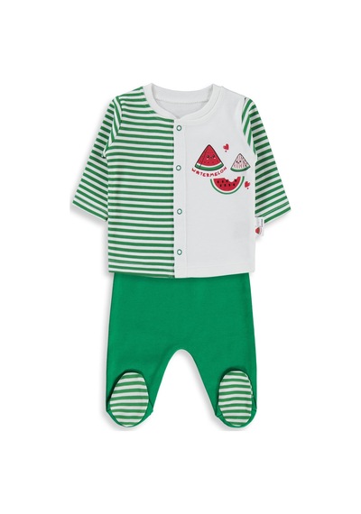 Nova Baby Karpuz Kokulu Önden Açık 1-6 Ay Pijama Takımı - Ekru