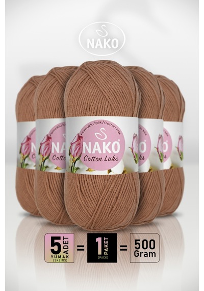 Cotton Lüks - 97557 Seramik - 5'li Paket - 100gr/330m - Pamuklu Hırka Yelek Amigurumi İpi