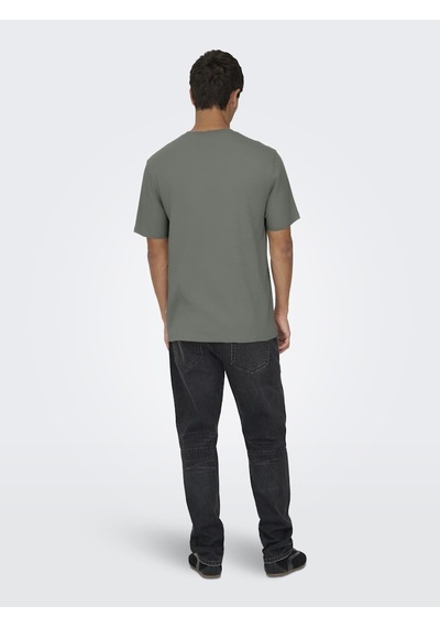 Only & Sons Erkek Yuvarlak Yaka Regular Fit Gri T-shirt - 22033190