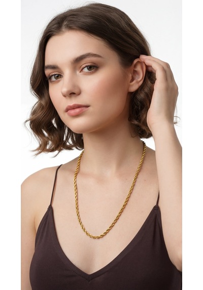 Long Aurea Twist Rope Kolye Krem