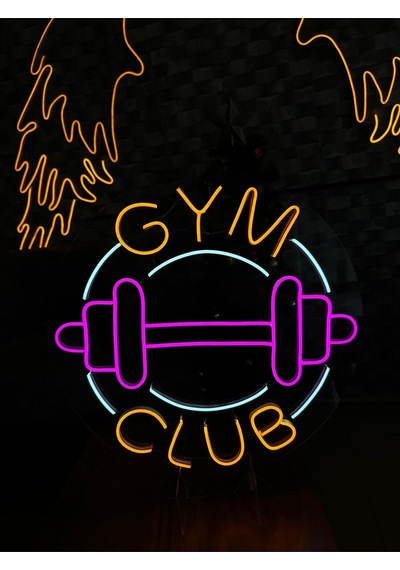 Gym Club Yazılı Ve Şekilli Neon Tabela Pembe
