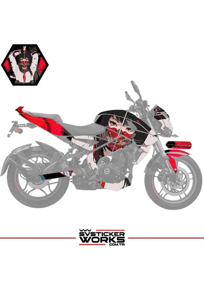 Bajaj Ns200 Kaplama Sticker Katana Girl Motor Kaplama Modeli Hazır Kit Siyah